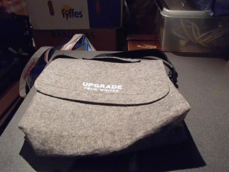 Tasche grau, Filzline, Aufdruck