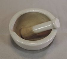 Mörser mit Stössel Keramik weiss, Lagerware, Handarbeit