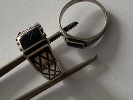 Vintage 925 Silber Siegel Ringe Onyx Look Gr. 54 + 58 Lot
