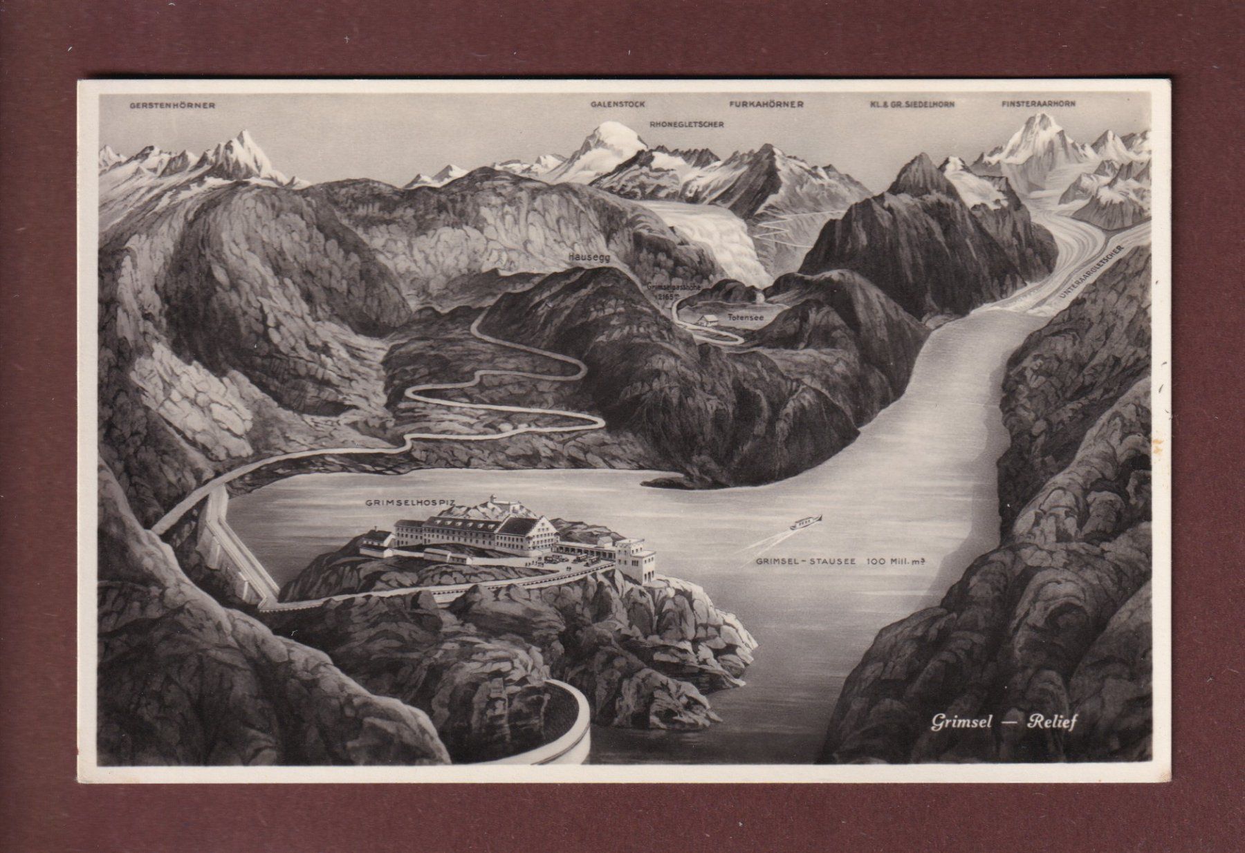 Ansichtskarten: GRIMSEL-RELIEF – Gebraucht aus Pully von nicecards