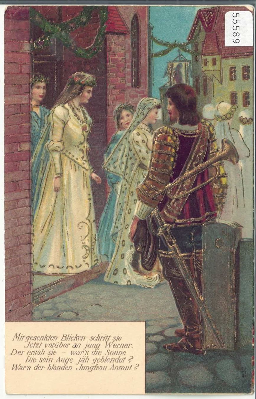 Cartoline postali: Der Trompeter von Säckingen - Präge-Litho – Usato da Ettingen venduto da Kartenplanet