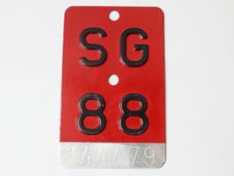 Velo Nummer SG 88 Töffli Mofa nummernschild