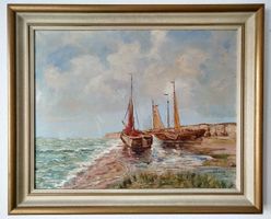 August Frey — Ölgemälde Holländische Fischkutter, sign.