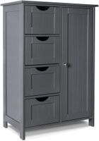 Badezimmerschrank Badregal grau Schubladen Regal Holz Ablage