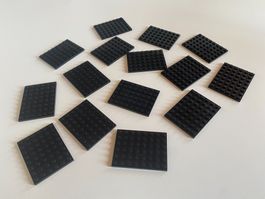 LEGO - 15 - SCHWARZE - PLÄTTLI - 8 X 6 - NOPPEN