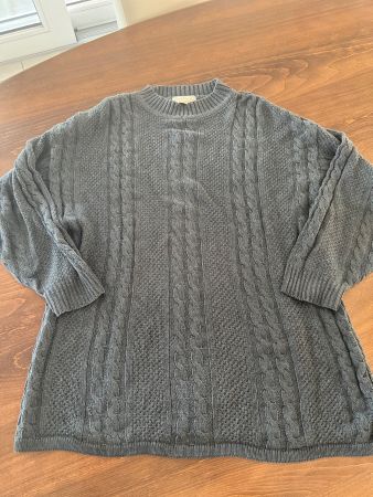 Green Cotton-Pullover grau Zopfmuster - M guter Zustand