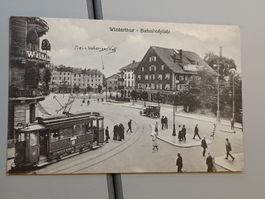 Alte PK / Winterthur - Bahnhofplatz Belebt ca. 1915