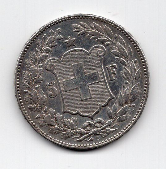 Tutti le monete: (2311) CH, 5 Franken 1890, vz – Usato da Rüthi (Rheintal) venduto da erdnuessli1