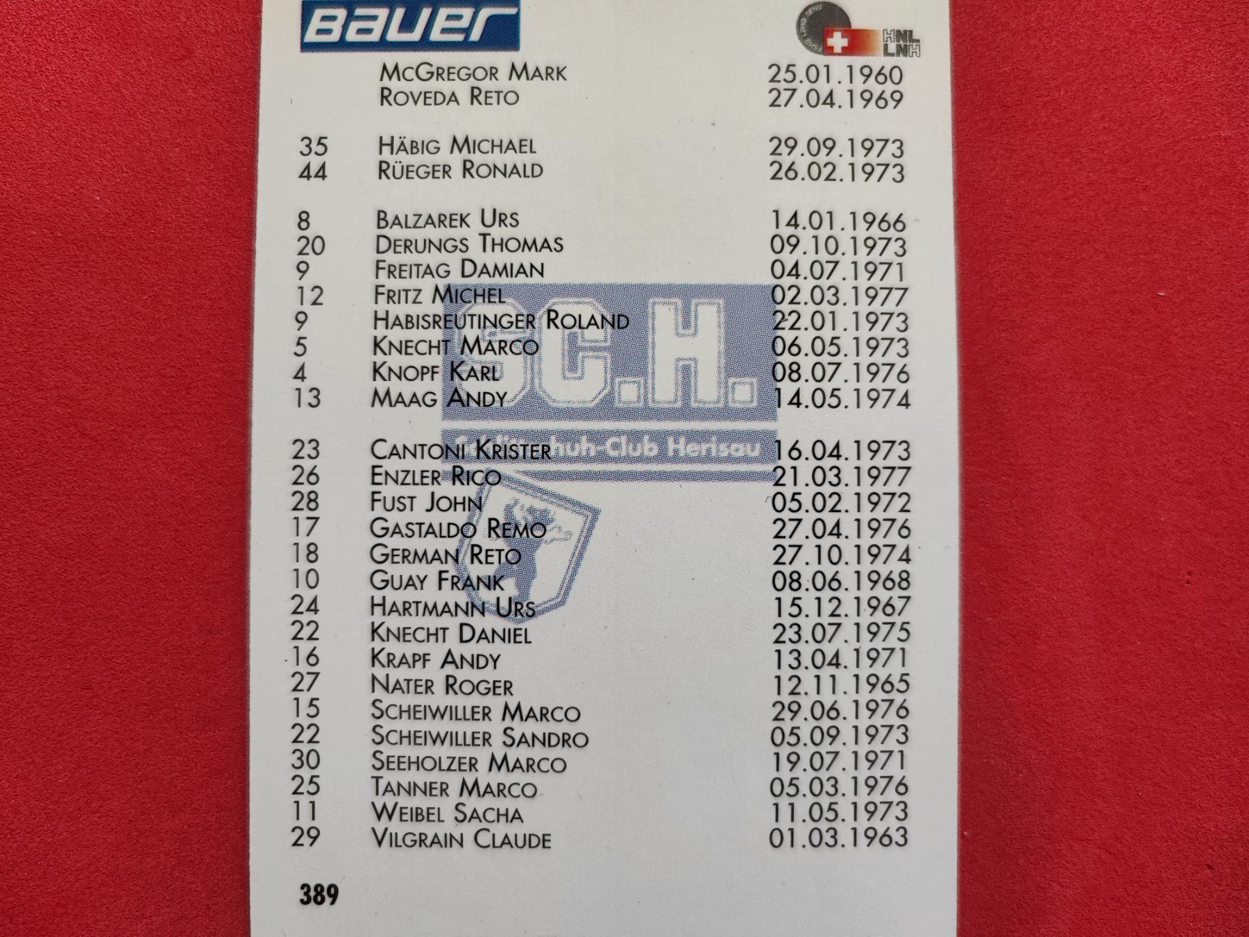 Carte collezionabili: SC HERISAU TEAM CARD - 1995/96 – Usato da Dübendorf venduto da kb86_MOVIE 1