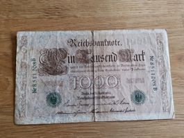 Reichsbanknote 1000 Mark Berlin 21. April 1910 Grünes Siegel