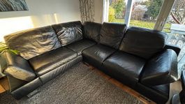 Hochwertiges Echtleder-Ecksofa, mit verstellbare Kopfstützen