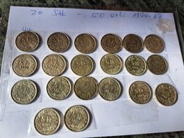 20 Stk. 50 Rp.Silber Münzen 1944-1967