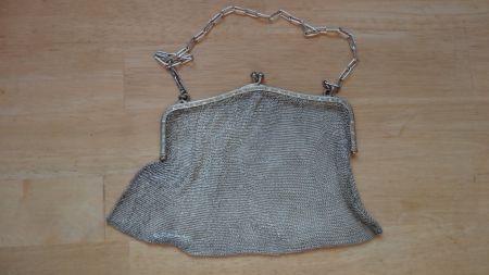 bourse vintage en cote de mailles et ciselure argent 830