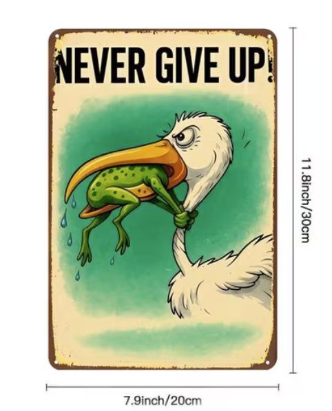 Insegne: Schild "Never Give Up" – Difettoso da Gerlafingen venduto da Tsuru 2