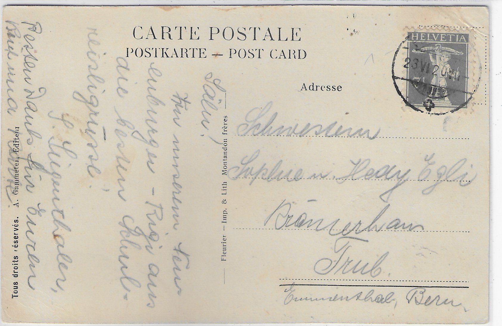 Cartoline postali: Le Righi Neuchatelois - Fleurier – Usato da Ettingen venduto da Kartenplanet 1