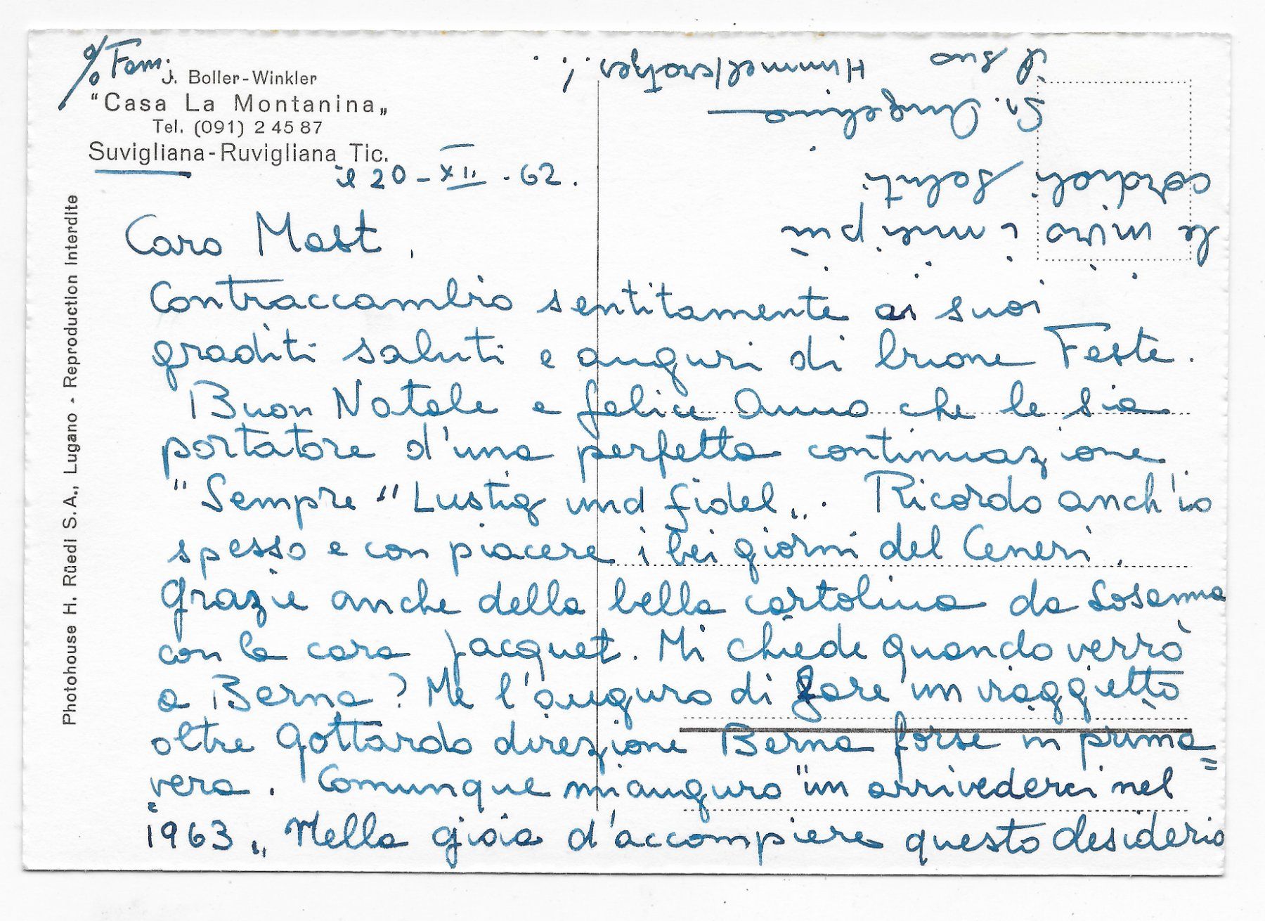 Cartoline postali: Casa La Montania, Suviglinia – Usato da Hefenhofen venduto da Richsalz 1