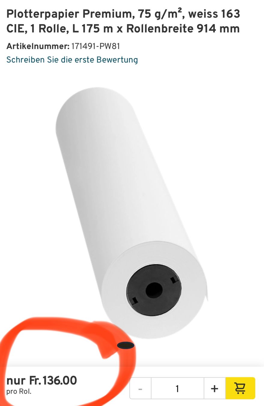 Carta: 2 Stk. Plotterpapier Premium L 175 m x Rollenbreite 914 mm – Nuovo e nell'imballaggio originale da Necker venduto da liq24 1