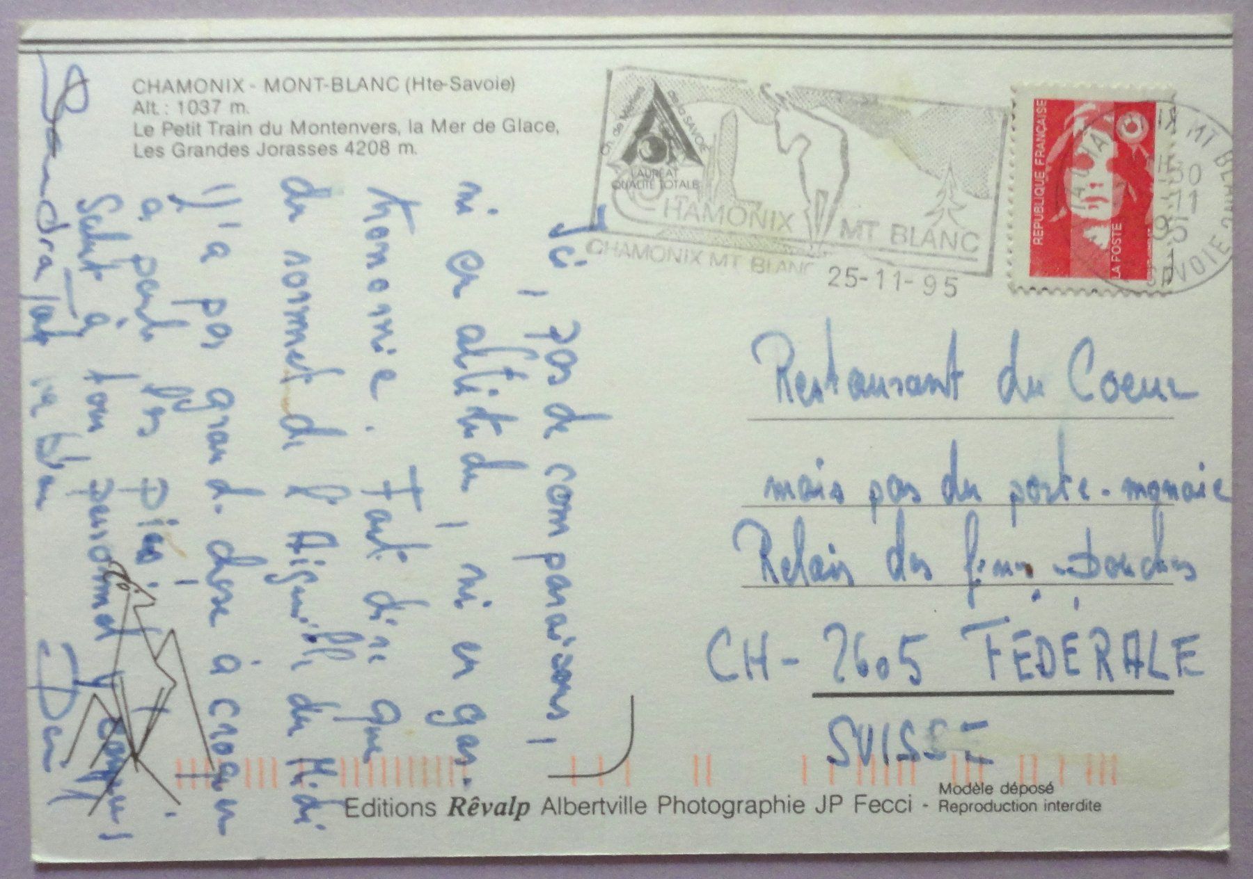 Cartoline postali: Chamonix - Mont-Blanc, Train du Montenvers – Usato da Fétigny venduto da Billy2miny 1