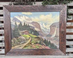 Oelbild Landschaft um Wengen von F. Bauhofer 63x52 cm