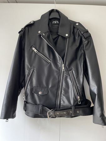 Zara Oversized Faux Leather Biker Jacket XS NEW