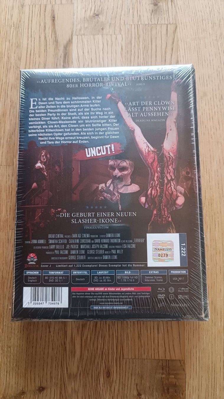 Tutti i DVDs: Terrifier Mediabook Wattiert – Nuovo e nell'imballaggio originale da Oberkulm venduto da Plankton 1
