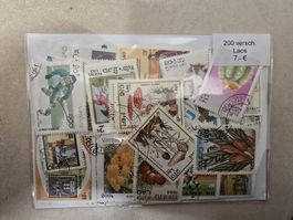 200 Laos Briefmarken, verschiedene Motive, günstig!