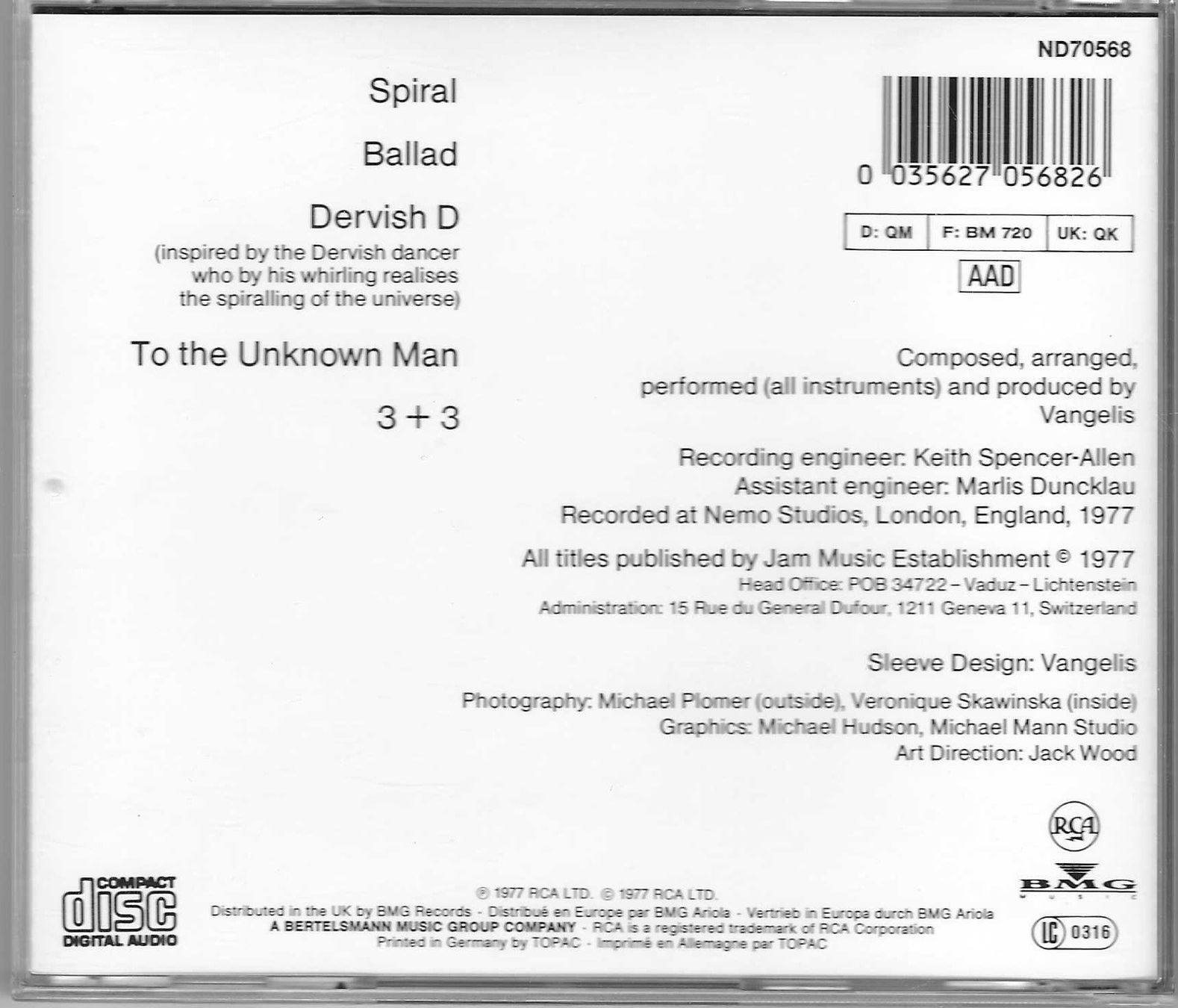 CDs: VANGELIS  -  SPIRAL – D'occasion à Bex par Giorgiob 1