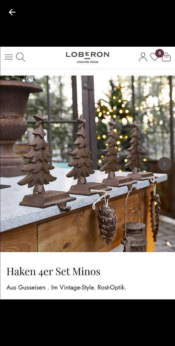 Loberon Ferramenta: Weihnachtshaken Set 4er – Nuovo (secondo la descrizione) da Obermumpf venduto da chr_675z