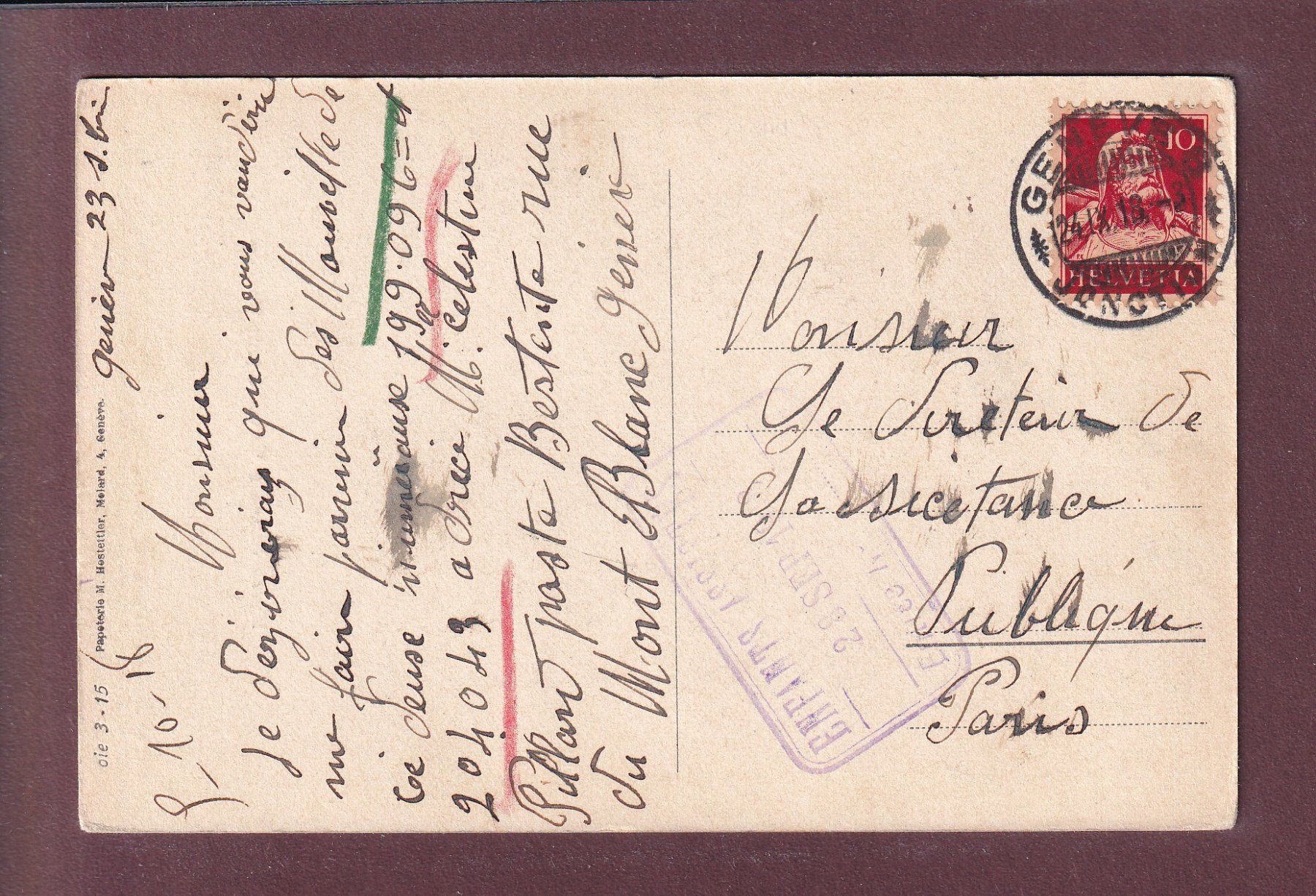 Ansichtskarten: GENEVE - Musée Ariana - 1918 Charnaux Frères – Gebraucht aus Pully von nicecards 1