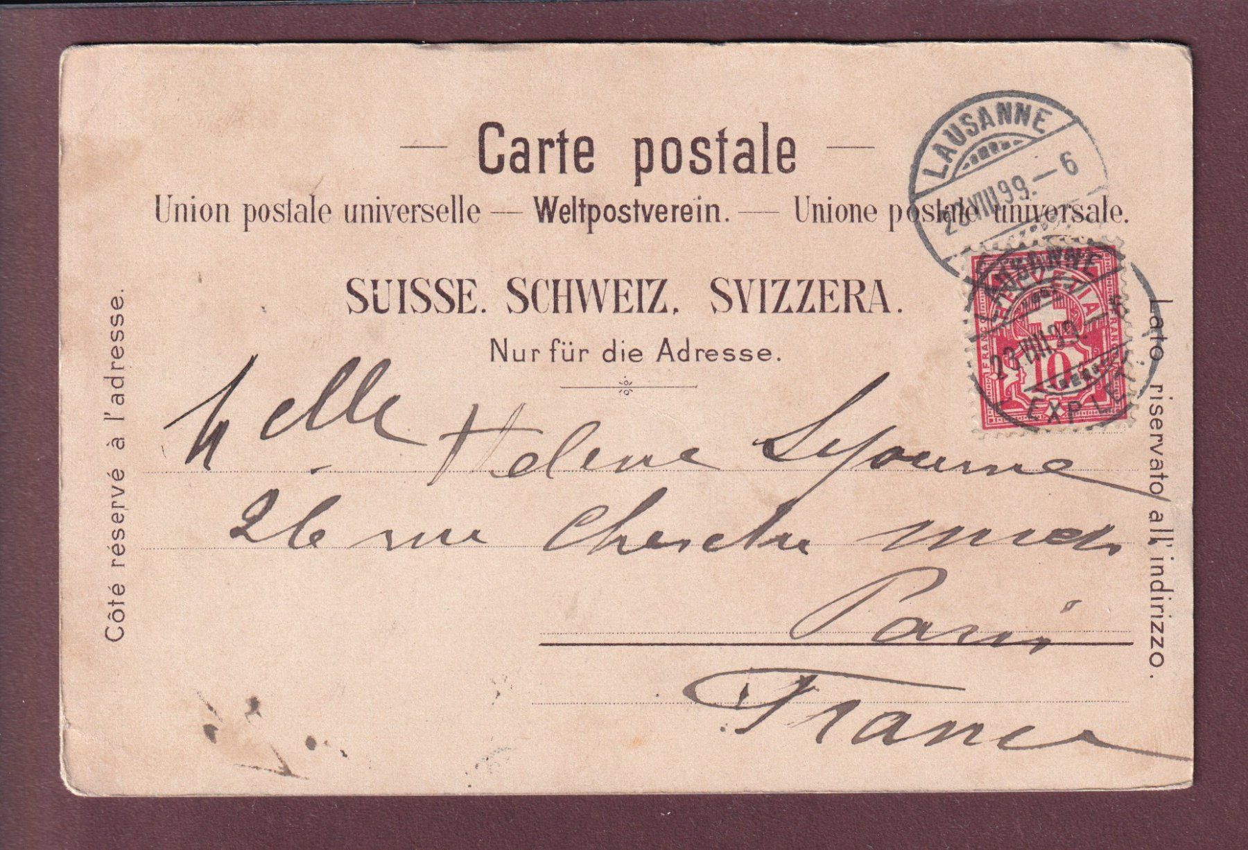 Ansichtskarten: CHILLON au clair de lune - 1899 – Gebraucht aus Pully von nicecards 1