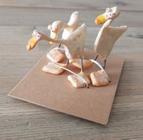 Keramik Gänse Trio, witzige Deko für den Frühling!