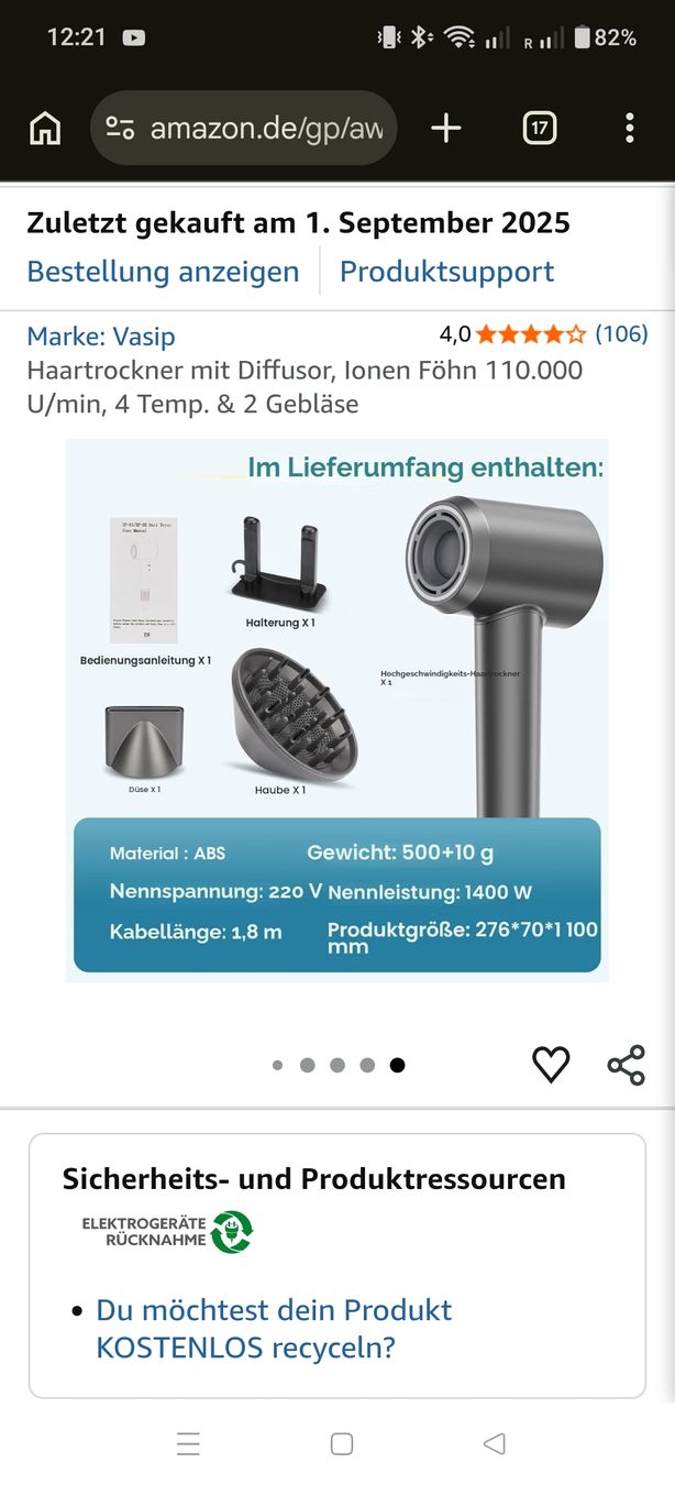 Föhn: Haartrockner Vasip mit Diffusor  – Gebraucht aus Aadorf von NadjaNightmare 7