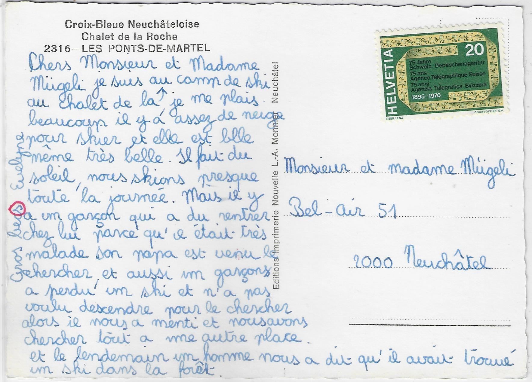 Cartoline postali: Croix-Bleue Neuchateloise - Chalet de la – Usato da Ettingen venduto da Kartenplanet 1