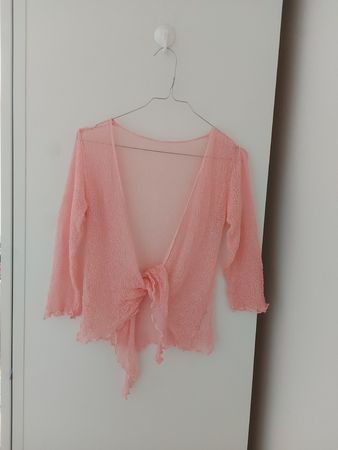 Boléro rose poudré maille fine