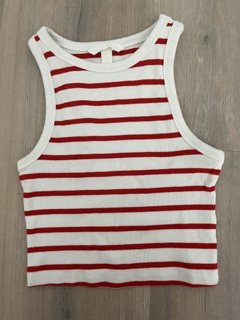 Top weiss mit roten Streifen XS neu