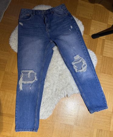 👖 High Waist Mom Jeans im Destroyed-Look – Gr. 38