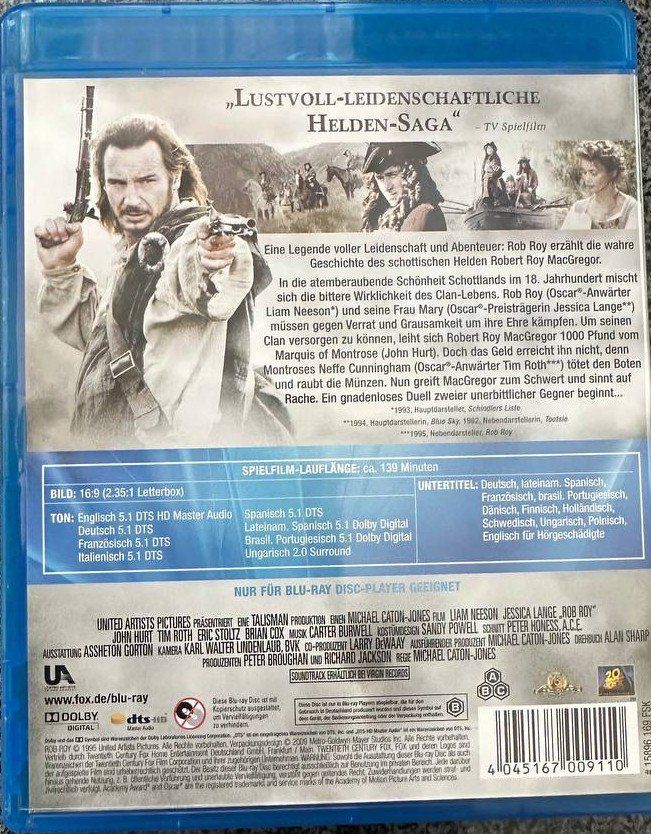 Tutti i DVDs: Rob Roy - Abenteuer Blu-ray Disc Top Zustand – Usato da Beringen venduto da Mantafisch1 1