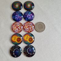 6 Paare = 12 Stk bunte Buttons, Glas-Cabochons, DIY, 25 mm
