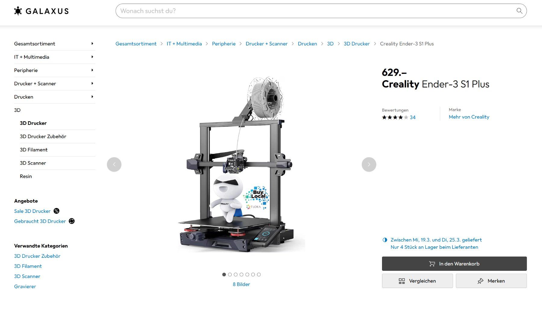 Creality Stampanti 3D: 3D Drucker Creality Ender 3 S1 Plus – Usato da Eschenbach LU venduto da wit_svl5 1