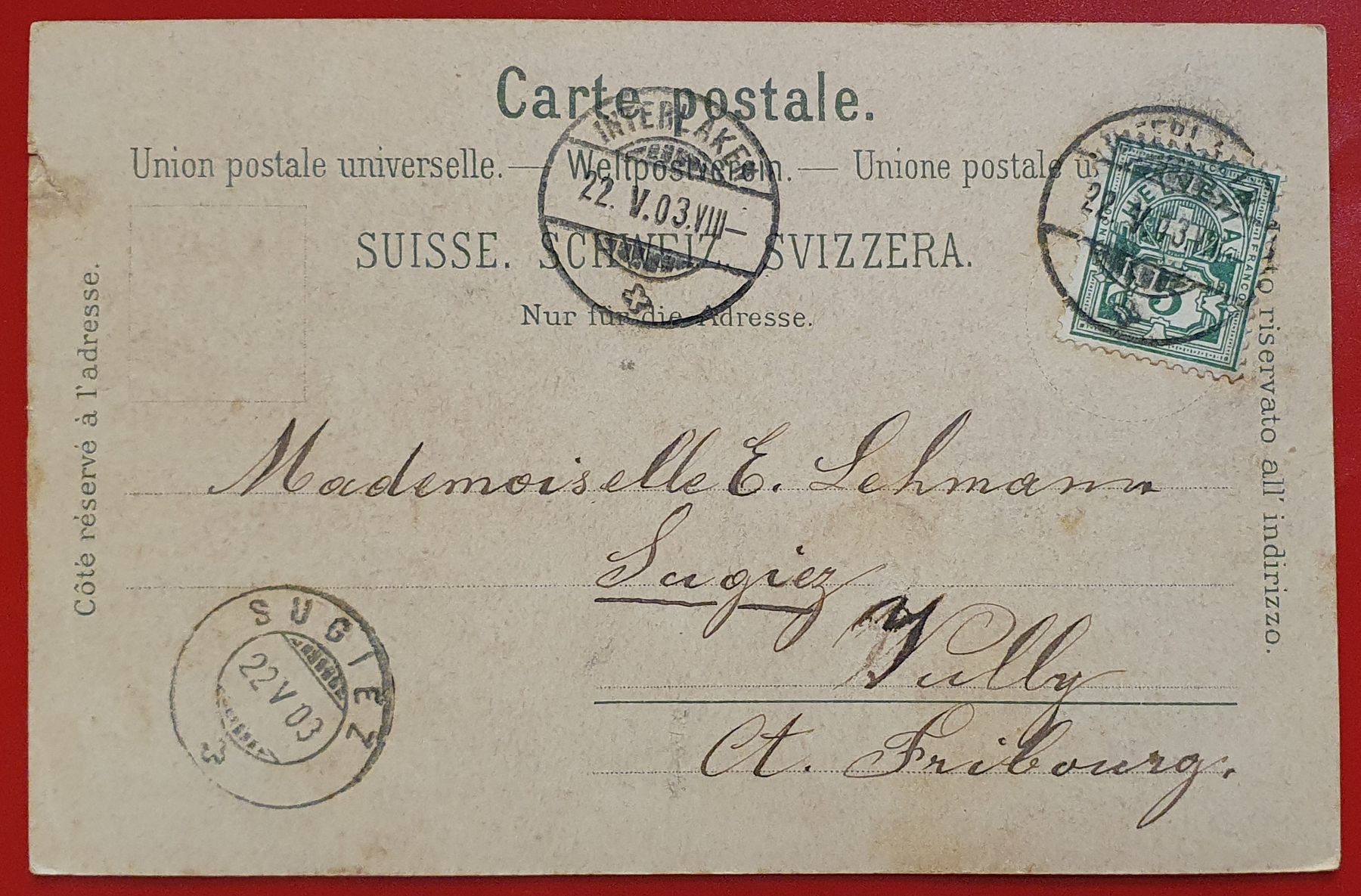 Ansichtskarten: Gruss von Ringgenberg am Brienzersee, 1903 – Gebraucht aus Kreuzlingen von Rschweiz1 1