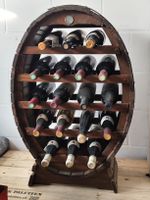 Basler Weinregal im Fassdesign, mit 18  Basler Flaschen