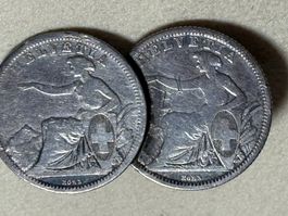 6. 1 Brosche aus 2 x 1.- Fr. Aus dem Jahr 1861