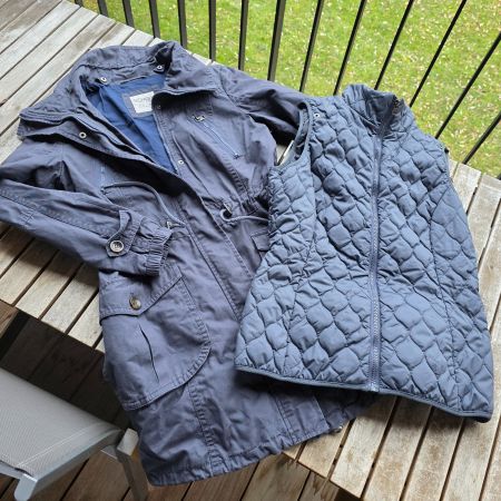 🐸 ESPRIT 2 IN 1 PARKA UND GILET 38 MARINE JACKE WINTERJACKE