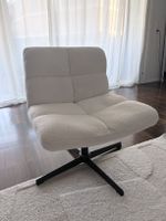 Sessel Bouclé Weiss drehbar Gestell Schwarz guter Zustand