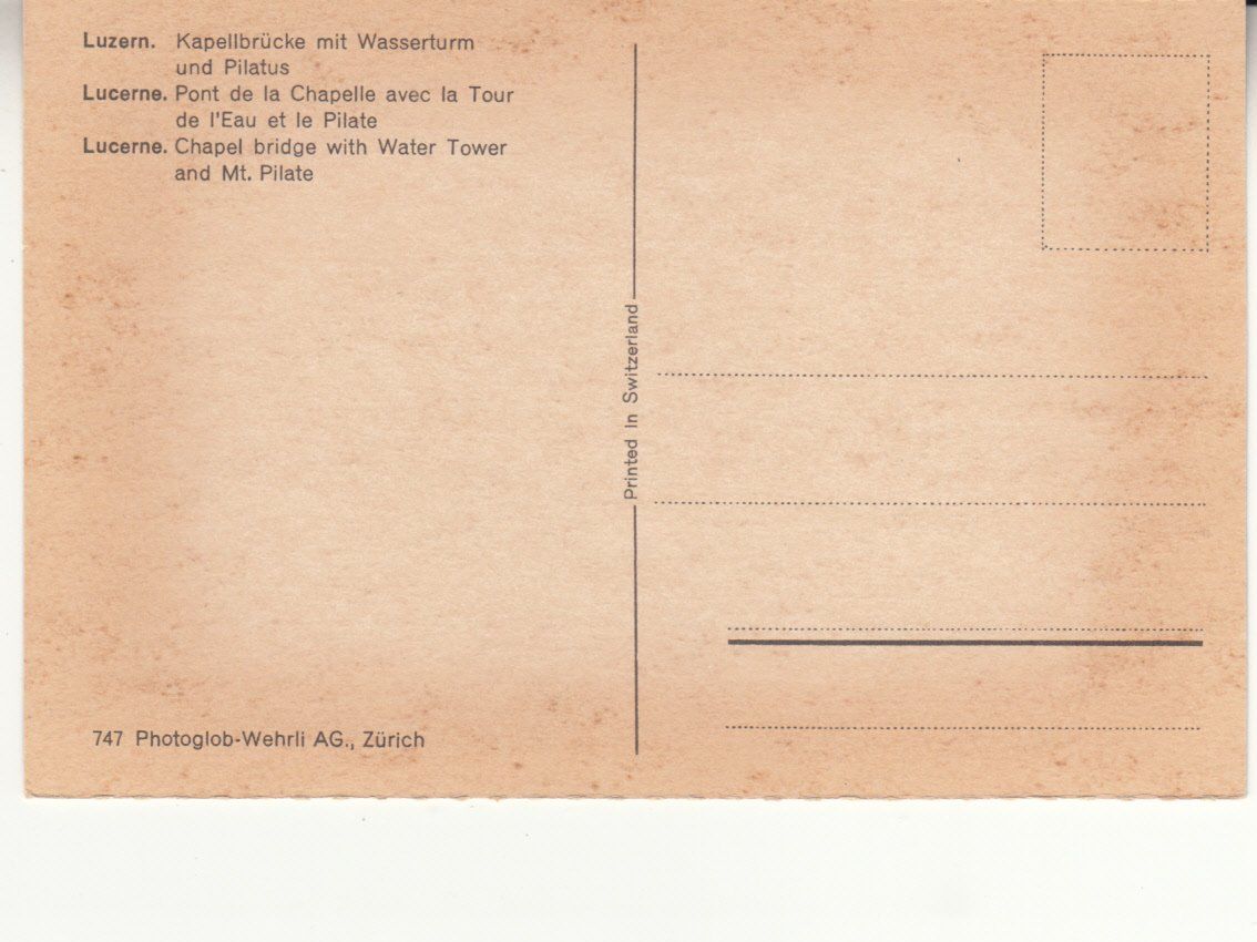 Ansichtskarten: Luzern Photoglob 747 ca. 1960 – Gebraucht aus Bürglen TG von StampGraf 1