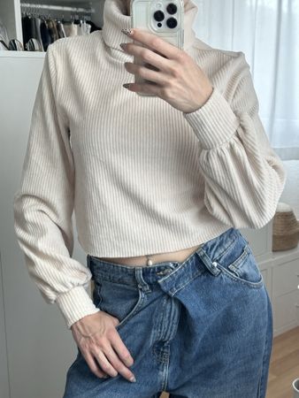 Pullover GLAMOROUS Rollkragen Rippstrick Creme EUR 34