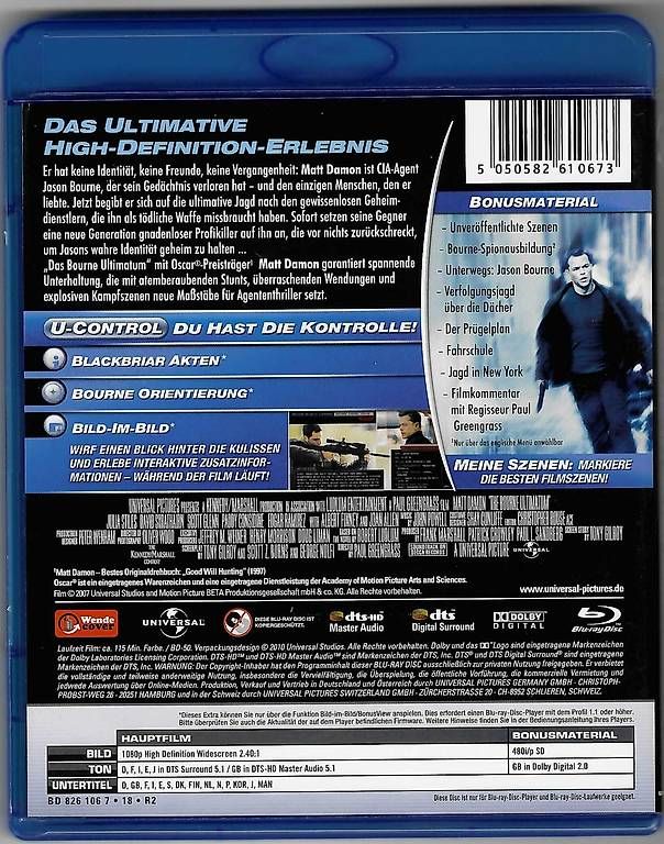 Tutti i DVDs: Das Bourne Ultimatum - Blu-ray Film – Usato da Dörflingen venduto da Super-Bob 1