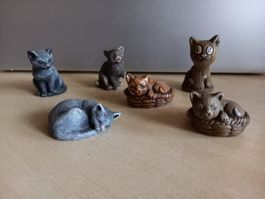 7 Katzenfiguren Deko Figuren Porzellan