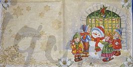Serviette kinder mit schneemann (w323)