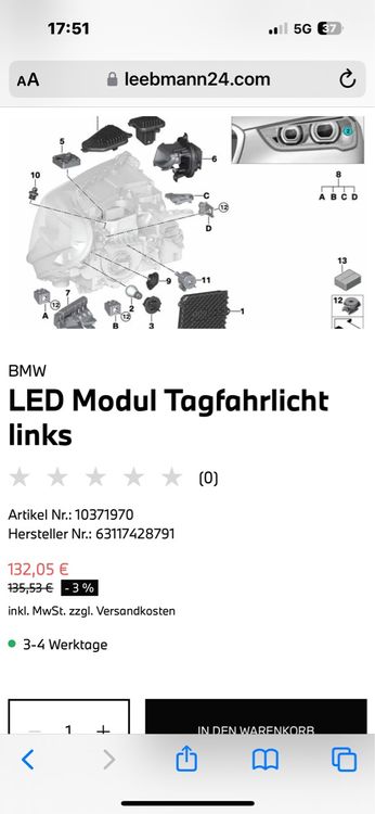 BMW Toutes les pièces auto: Bmw X1 X2 LED Modul Tagfahrlicht links – D'occasion à uster par automen 3